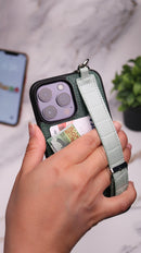 Dana Green Leather Case with Card Slot and Strap - كفر مع مسكة شريطة ومكان للبطاقات وخيط علاقة