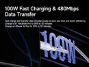 Baseus New Braided Fast Charging Cable USB-C to USB-C 100W 1m - Black [D] - سلك شحن - بيسوس - تايب سي الى تايب سي 100 واط - طول 1 متر - كفالة 12 شهر