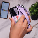 Dana Full Purple Leather Case with Card Slot and Strap - كفر مع مسكة شريطة ومكان للبطاقات وخيط علاقة
