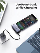 UGREEN 5000mAh 22.5W Built-In USB-C Power Bank with LED Display [b] - بطارية متنقلة - مع شاحن تايب سي - لاجهزة الاندرويد والايفون 15/16 - ستاند - شاشة رقمية - سعة 5000 مللي امبير - قوة 20 واط - كفالة 12 شهر