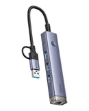 Baseus UltraJoy 4-Port HUB AIR – Space Grey [D] - وصلة تايب سي + يو اس بي - 4 في 1 - لاجهزة الايباد برو والماك بوك واللاب توب - متعددة الاستخدام - كفالة 12 شهر