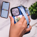 Dana Blue Leather Case with Card Slot and Strap - كفر مع مسكة شريطة ومكان للبطاقات وخيط علاقة