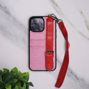 Dana Pink with Fuchsia Leather Case with Card Slot and Strap - كفر مع مسكة شريطة ومكان للبطاقات وخيط علاقة