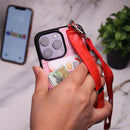 Dana Pink with Fuchsia Leather Case with Card Slot and Strap - كفر مع مسكة شريطة ومكان للبطاقات وخيط علاقة