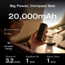 EcoFlow RAPID Pro Power Bank (20,000mAh, 230W, 100W Built-in Cable) - Silver [D] بطارية متنقلة - بيسوس - سعة 20000 - عدد سلك شاحن تايب سي - شاشة رقميه - قوة 230 واط - كفالة 24 شهر