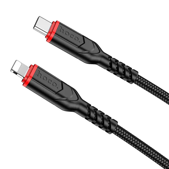 Hoco X59 Victory PD charging data cable iP(L=1M)- Black - سلك شحن - هوكو - ايفون تايب سي - طول 1 متر - كفالة 12 شهر