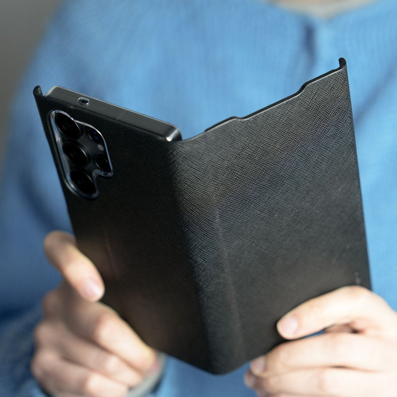 Araree Samsung S25 Ultra Bonnet Diary Case - Black [A] -  S25 كفر سامسونج  - حماية عالية مع بوك + ستاند - ألتر