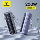 Baseus EnerGeek GR11 Power Bank with Retractable Cable 25000mAh 200W - Space Grey [D] بطارية متنقلة - بيسوس - سعة 25000 - عدد 2 سلك شاحن تايب سي - شاشة رقميه - قوة 200 واط - كفالة 24 شهر