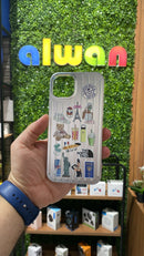 Noufa Silver Phone Case - كفر مع ستيكرز طباعة من اختياركم - الكفر + التصميم + البروفة + الطباعة - سيتم التواصل معكم لتحديد الكلمات والصور