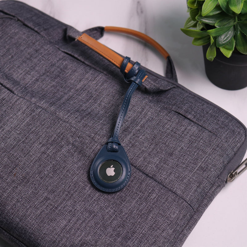 Viva Madrid Airtrax Leather Luggage Tag Case for AirTag - Blue - فيفا مدريد - ميدالية قطعة التتبع - ابل ايرتاغ
