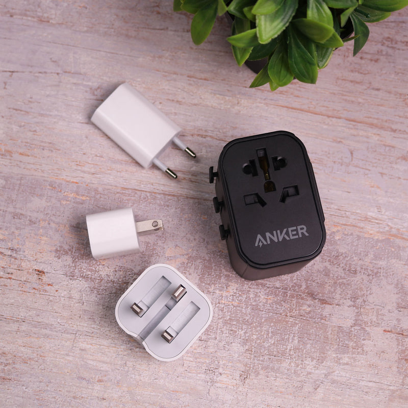 Anker 312 Outlet Extender – Black [D] - بلاك حائط دولي للسفر - انكر - 3 مخارج - 2 مخرجين يو اس بي - 1 مخرج تايب سي - كفالة 18 شهر