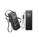 EcoFlow RAPID Power Bank (25,000mAh, 170W, 100W Built-In and Retractable Cables) - Black [D] بطارية متنقلة - بيسوس - سعة 25000 - عدد 2 سلك شاحن تايب سي - شاشة رقميه - قوة 170 واط - كفالة 24 شهر