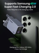 UGREEN Nexode Pro 65W 3-Port GaN Fast Charger [B] - شاحن حائط  - يو جرين - 2 فتحتين تايب سي - 1 فتحة يو اس بي - قوة 65 واط - كفالة 12 شهر