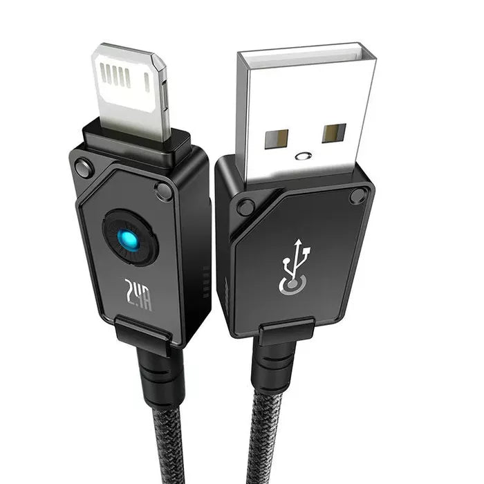 Fast Charging Cable Baseus Explorer 2.4A 1M (Black) - سلك شحن ايفون - بيسوس - طول 1 متر - كفالة 12 شهر