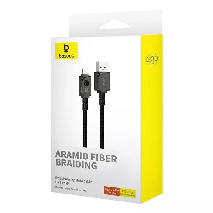 Fast Charging Cable Baseus Explorer 2.4A 1M (Black) - سلك شحن ايفون - بيسوس - طول 1 متر - كفالة 12 شهر