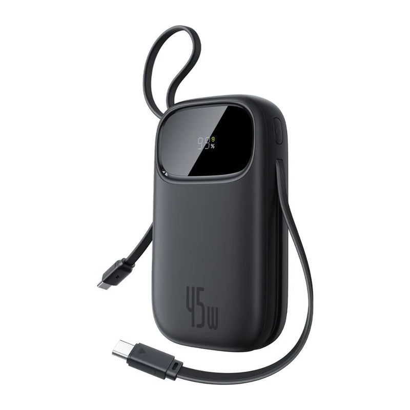 Baseus FC31 Power Bank 20000mAh 45W with 2 USB-C Cables – Black [D] بطارية متنقلة - بيسوس - سعة 20000 - عدد 2 سلك شاحن تايب سي - شاشة رقميه - قوة 45 واط - كفالة 24 شهر