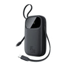 Baseus EnerFill FC31 Qpow 3 Digital Display Power Bank with USB-C+iP Cables 20000mAh 45W - Cosmic Black [D] - بطارية متنقلة - بيسوس - سعة 20000 - عدد 2 سلك تايب سي - شاشة رقميه - قوة 45 واط - كفالة 24 شهر