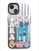 Noufa Silver Phone Case - كفر مع ستيكرز طباعة من اختياركم - الكفر + التصميم + البروفة + الطباعة - سيتم التواصل معكم لتحديد الكلمات والصور