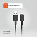 Porodo USB-A to Lightning Durable Charging Cable Black - سلك شحن ايفون - بورودو - طول 1.2 سم - كفالة 24 شهر