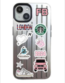 Noufa Silver Phone Case - كفر مع ستيكرز طباعة من اختياركم - الكفر + التصميم + البروفة + الطباعة - سيتم التواصل معكم لتحديد الكلمات والصور