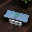 Bazic GoPort Travel 10000mAh 5 in 1 Multi-Functional Universal Wall Charger with 15W Fast Wireless Charging - White - شاحن حائط دولي - 5 في 1 - باور بانك سعة 10000 - سلك شحن ايفون + سلك شحن تايب سي - شاشه رقمية - شاحن لاسلكي - ستاند بالطول والعرض