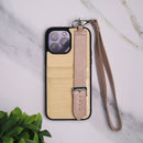 Dana Yellow Leather Case with Card Slot and Strap - كفر مع مسكة شريطة ومكان للبطاقات وخيط علاقة