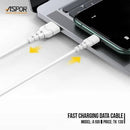 Aspor A100 2M Micro 3A Fast Charge Cable - white [H] - سلك شحن مايكرو  - طول 2 متر - كفالة 12 شهر