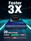 UGREEN PD20W Fast Charger - Black - شاحن حائط تايب سي - يو جرين - قوة 20 واط - كفالة 12 شهر