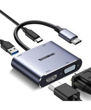 Baobo 4 in 1 USB-C to HDMI + VGA + USB + USB-C Converter - وصلة تايب سي - 4 في 1 - اتش دي ام اي + في جي ايه + يو اس بي + تايب سي
