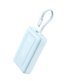 Anker Zolo Power Bank (20K, 30W, Built-In USB-C Cable) - Blue [D] - بطارية متنقلة - انكر - سعة 20 آلف ملي امبير - قوة 30 واط - مع سلك شحن تايب سي - كفالة 18 شهر