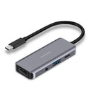 Porodo 4in1 USB-C Hub Type-C PD 100W HDMI USB 3.5mm Aux - Grey [O]- وصلة تايب سي - 4 في 1 - لاجهزة الايباد برو والماك بوك - متعددة الاستخدام - كفالة 24 شهر