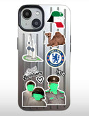 Noufa Silver Phone Case - كفر مع ستيكرز طباعة من اختياركم - الكفر + التصميم + البروفة + الطباعة - سيتم التواصل معكم لتحديد الكلمات والصور