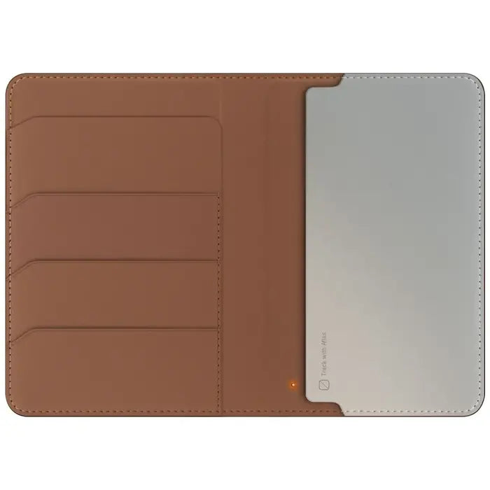 Uniq Belmont Passport Holder With RFID Blocking With Apple's Find My - Charcoal / carmel beige.[B] - محفظة لجواز السفر - مع خاصية التتبع