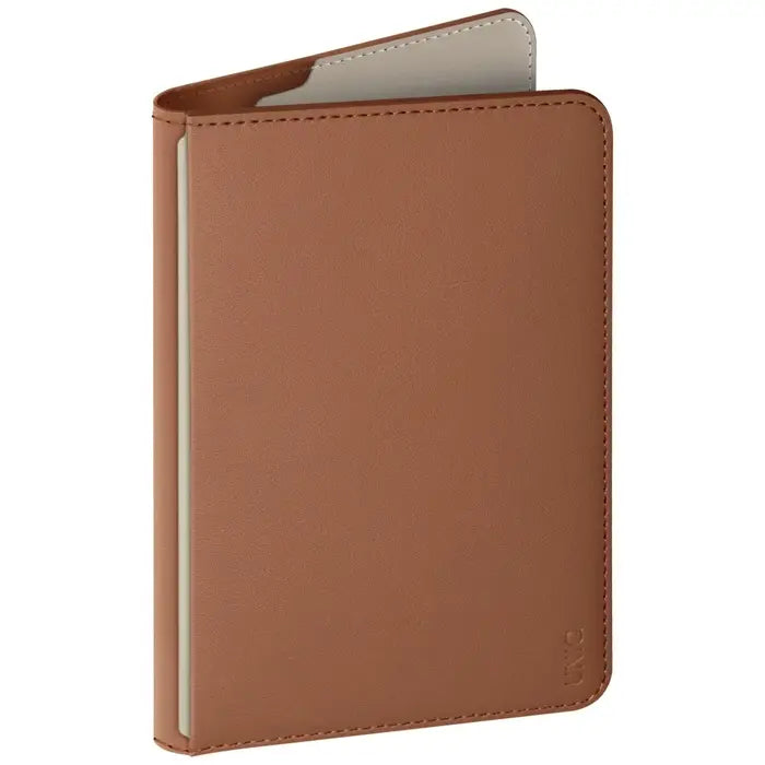 Uniq Belmont Passport Holder With RFID Blocking With Apple's Find My - Charcoal / carmel beige.[B] - محفظة لجواز السفر - مع خاصية التتبع