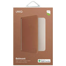 Uniq Belmont Passport Holder With RFID Blocking With Apple's Find My - Charcoal / carmel beige.[B] - محفظة لجواز السفر - مع خاصية التتبع