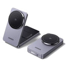 Ugreen MagFlow 2 in 1 20W Magnetic Wireless Charger – Grey [b] - ستاند شحن - 2 في 1 - شاحن ماغ سيف وايرلس بقوة 20 واط +  ستاند + شاحن سماعة ايربودز - خاصية الشحن السريع