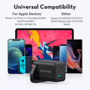 RAVPower 20W 2-Ports Wall Charger Combo - Black - شاحن حائط - تايب سي - راف باور - 20 واط + سلك شحن أيفون - خاصية الشحن السريع - كفالة 12 شهر