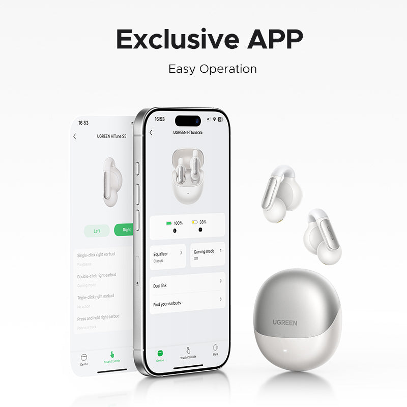 UGREEN HiTune S5 True Wireless Earbuds - White [b] -  سماعة يوجرين - بلوتوث - كفاله 12 شهر