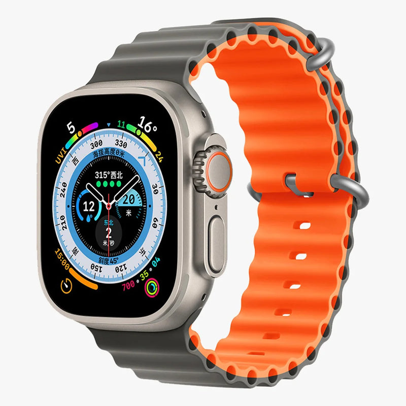Lagos Premium Soft Silicon Straps - Grey Orange - سير ساعه أبل واتش