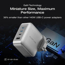 EcoFlow RAPID Pro Charger (140W, 4 Ports, GaN) - Silver [D] - شاحن حائط - قوة 140 واط - 3 فتحات تايب سي - فتحة للشحن السريع