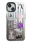 Noufa Silver Phone Case - كفر مع ستيكرز طباعة من اختياركم - الكفر + التصميم + البروفة + الطباعة - سيتم التواصل معكم لتحديد الكلمات والصور