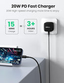 UGREEN PD20W Fast Charger - Black - شاحن حائط تايب سي - يو جرين - قوة 20 واط - كفالة 12 شهر