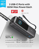 Anker Zolo A1695H11 Power Bank Built-in and Retractable Cable 25000mAh – 165W [D] - بطارية متنقلة - انكر - سعة 25 آلاف - 2 كيبل تايب سي مدمج - 2 منفذين شحن بقوة 165 واط - كفاله 18 شهر