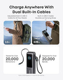 Anker Zolo A1695H11 Power Bank Built-in and Retractable Cable 25000mAh – 165W [D] - بطارية متنقلة - انكر - سعة 25 آلاف - 2 كيبل تايب سي مدمج - 2 منفذين شحن بقوة 165 واط - كفاله 18 شهر