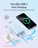 Anker Zolo Power Bank (20K, 30W, Built-In USB-C Cable) - Blue [D] - بطارية متنقلة - انكر - سعة 20 آلف ملي امبير - قوة 30 واط - مع سلك شحن تايب سي - كفالة 18 شهر