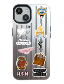 Noufa Silver Phone Case - كفر مع ستيكرز طباعة من اختياركم - الكفر + التصميم + البروفة + الطباعة - سيتم التواصل معكم لتحديد الكلمات والصور