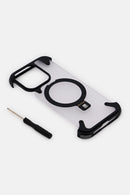 Levelo iPhone 16 Pro Metallo Aluminum Bumper Case, Black for iPhone 16 Pro/Pro MAX  - كفر حماية عالية - اطراف - مع ستاند - ماغ سيف