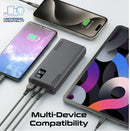 Promate 20W PD Dual USB-C and 22.5W USB-A Ports Power Bank 20000mAh Black [BO] - بطارية متنقلة + منفذين تايب سي + منفذ للشحن السريع - سعة 20000ملي أمبير - كفالة 12 شهر