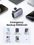 UGREEN 5000mAh 22.5W Built-In USB-C Power Bank with LED Display [b] - بطارية متنقلة - مع شاحن تايب سي - لاجهزة الاندرويد والايفون 15/16 - ستاند - شاشة رقمية - سعة 5000 مللي امبير - قوة 20 واط - كفالة 12 شهر