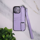 Dana Full Purple Leather Case with Card Slot and Strap - كفر مع مسكة شريطة ومكان للبطاقات وخيط علاقة